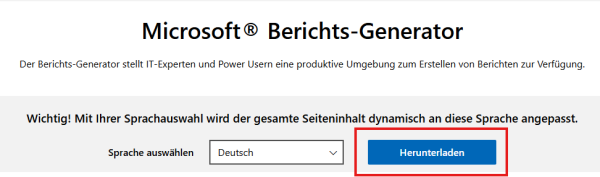 Downloadseite des Report Builders