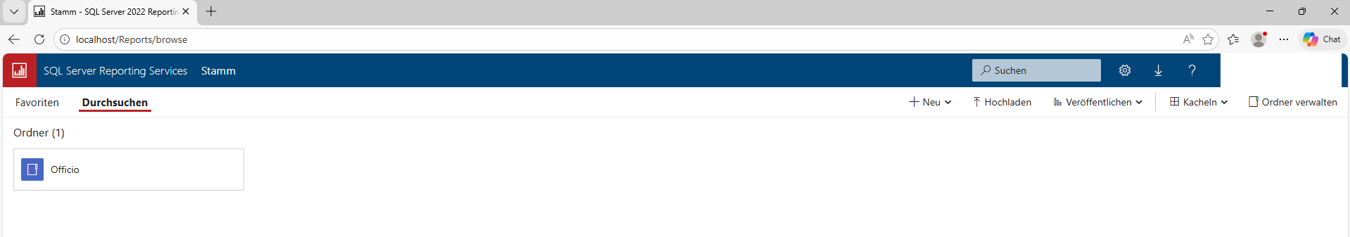 Erste Seite des Report Servers