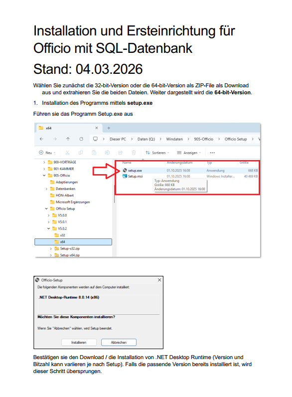 Deckblatt der Installationsanleitung
