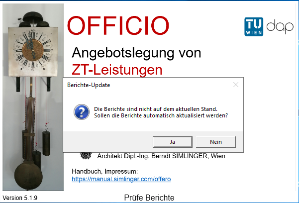 Updatemeldung Reports