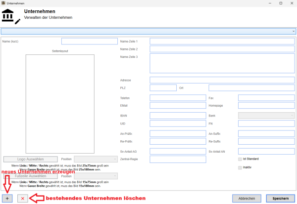  Unternehmen erzeugen und löschen