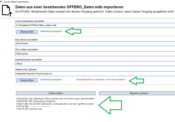  Bestätigung der erfolgreichen Daten-Verbindung