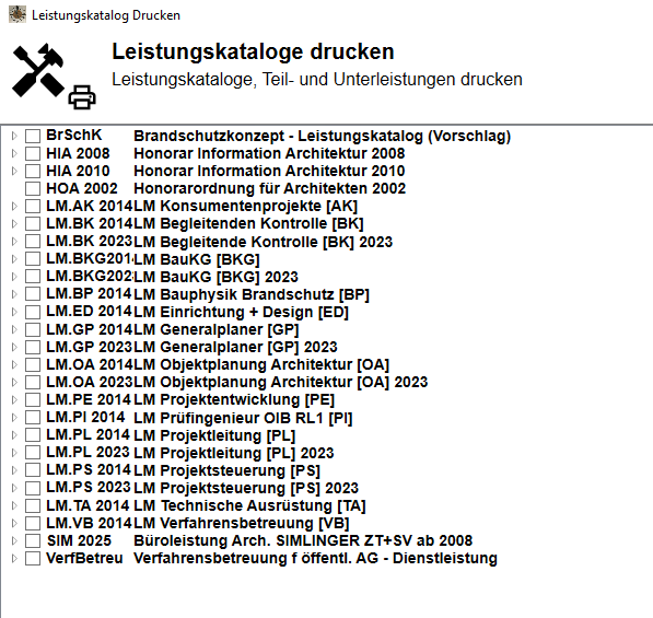 Leistungskataloge Übersicht