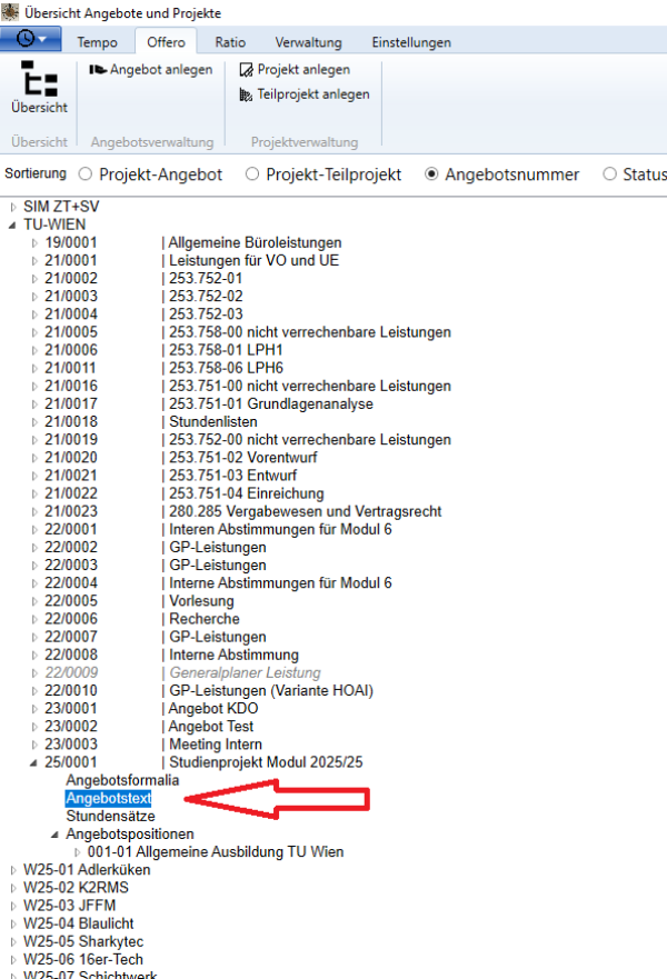 Menü zum Angebotstext