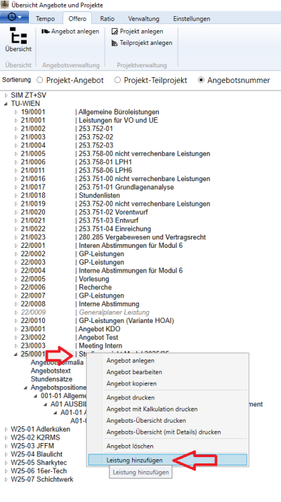 Leistungen hinzufügen