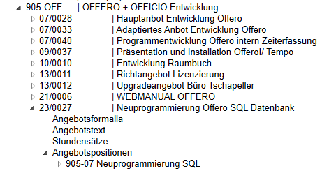 Angebot und Teilprojekt heraussuchen