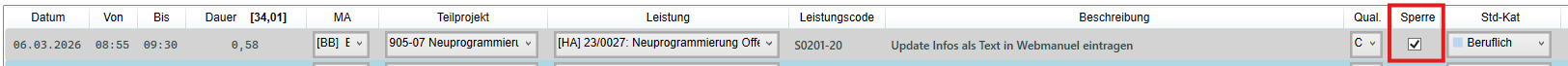 Zeiteinträge entsperren