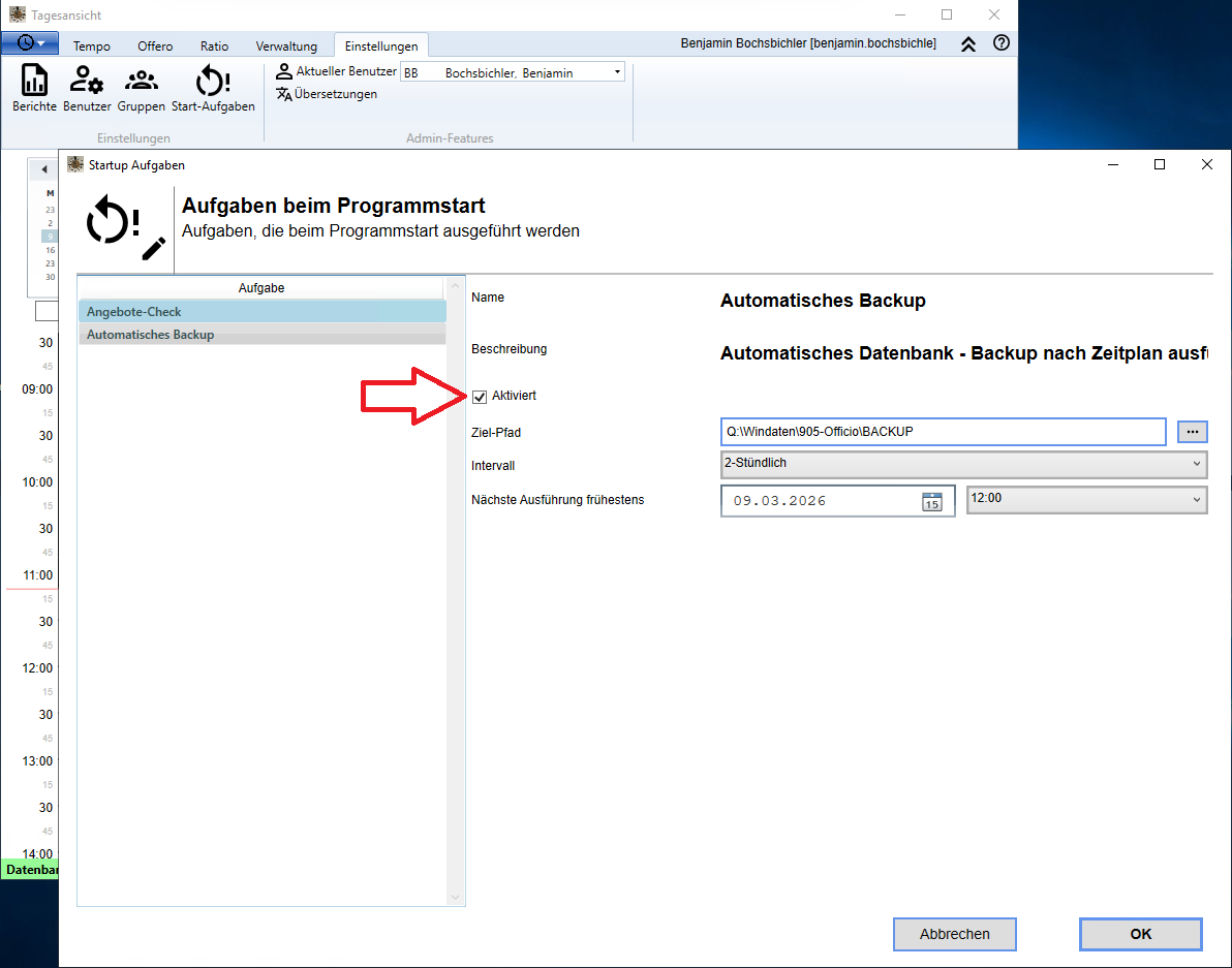 automatisches Backup aktivieren / deaktivieren automatisches Backup aktivieren / deaktivieren