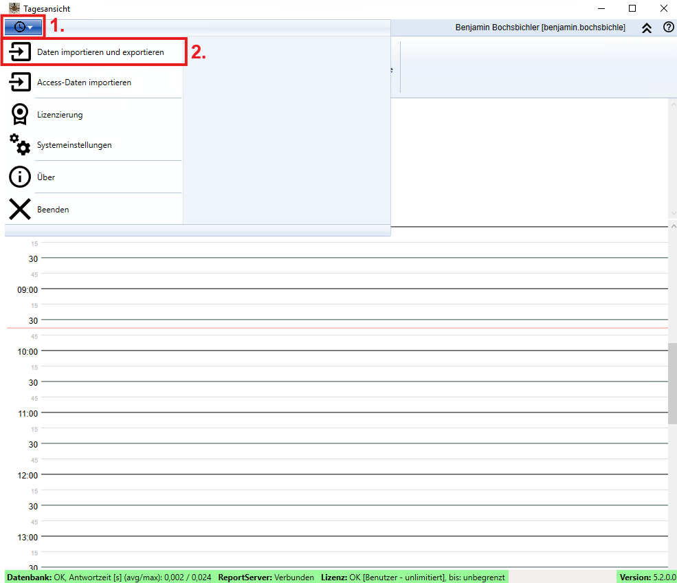 Menüfindung für manuelle Backups