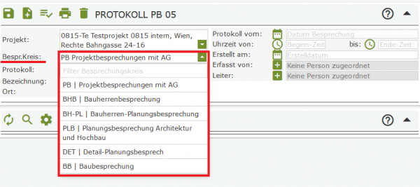 Auswahl Besprechungskreis