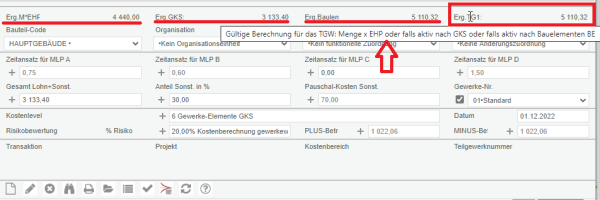 Darstellung der Berechnungen