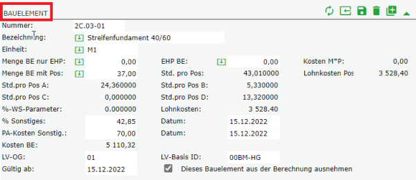 Berchnung der Bauelemente