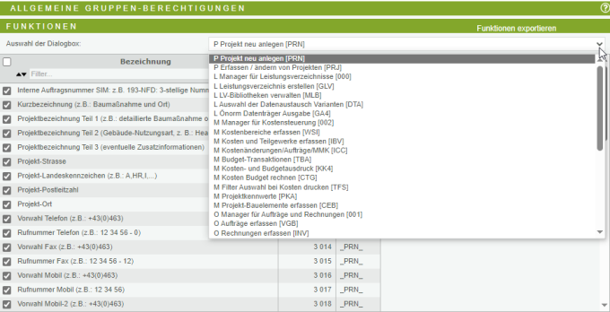 Definition der Nutzergruppen-Berechtigungen 