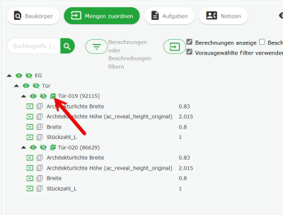 Attribute EINES Baukörpers öffnen
