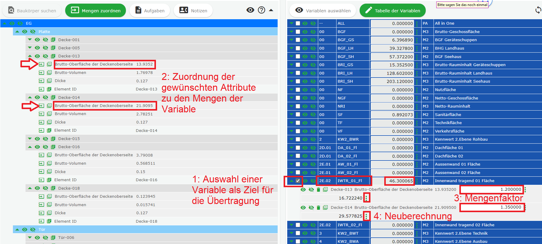 Übertragung der Attribute zu in die Variablen