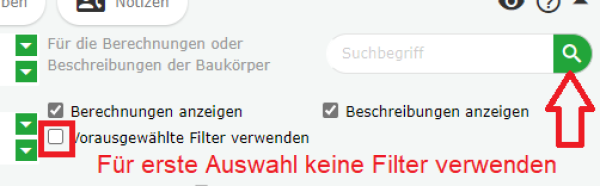 Auswahl der Attribute ohne Filter