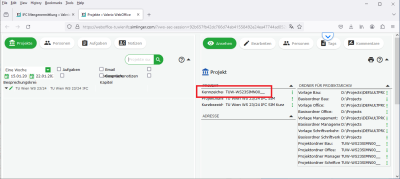 Projektkennzeichen in Weboffice