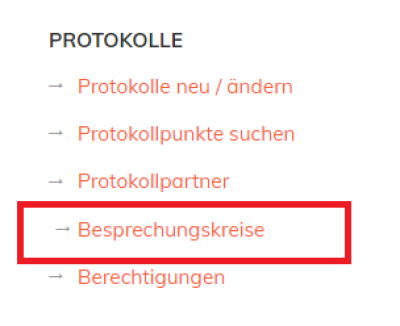 Menü Besprechungskreise