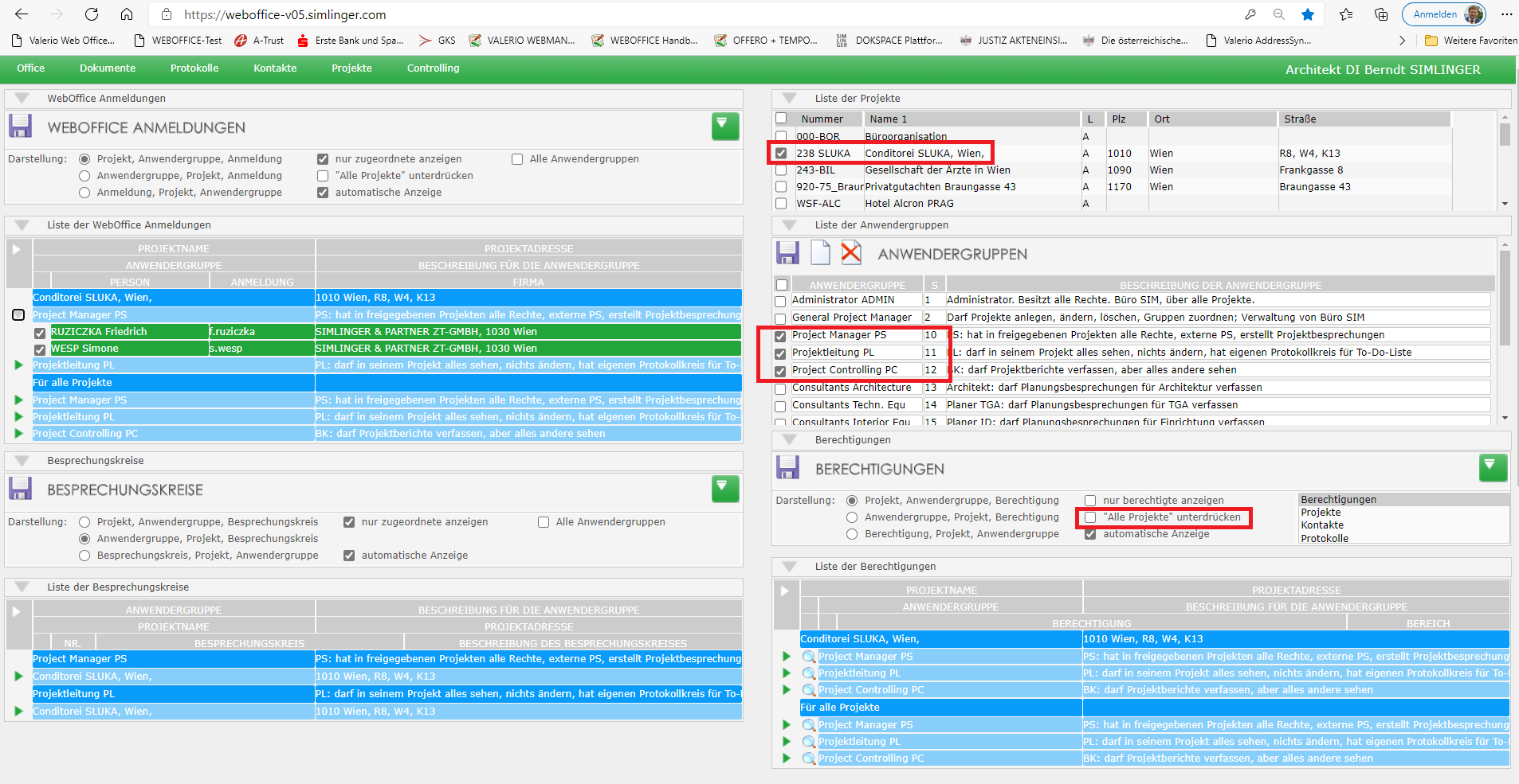  Rechte der Besprechungskreise