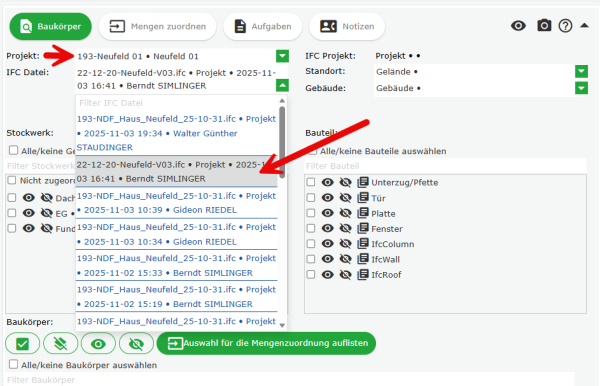 IFC Projektauswahl IFC Projektauswahl